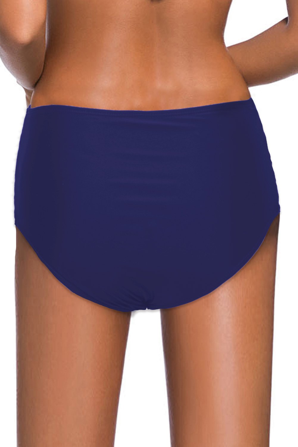 Short de Bain Taille Haute Femme Bleu Creux Sur Les Cotes 