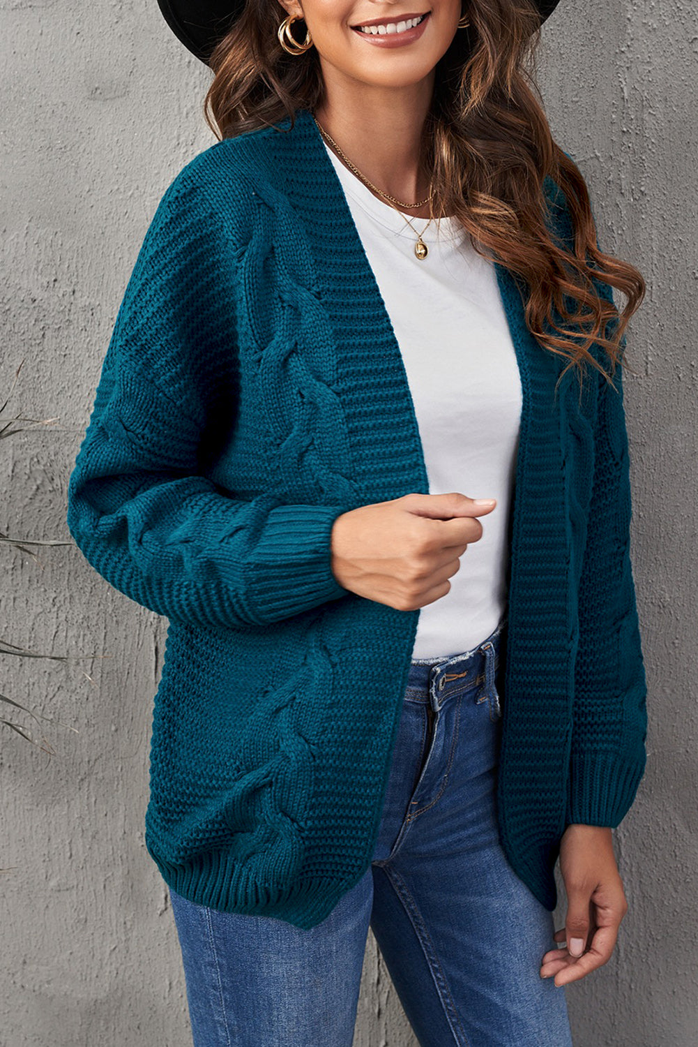 Cardigan Femme En Tricot Hiver Bleu