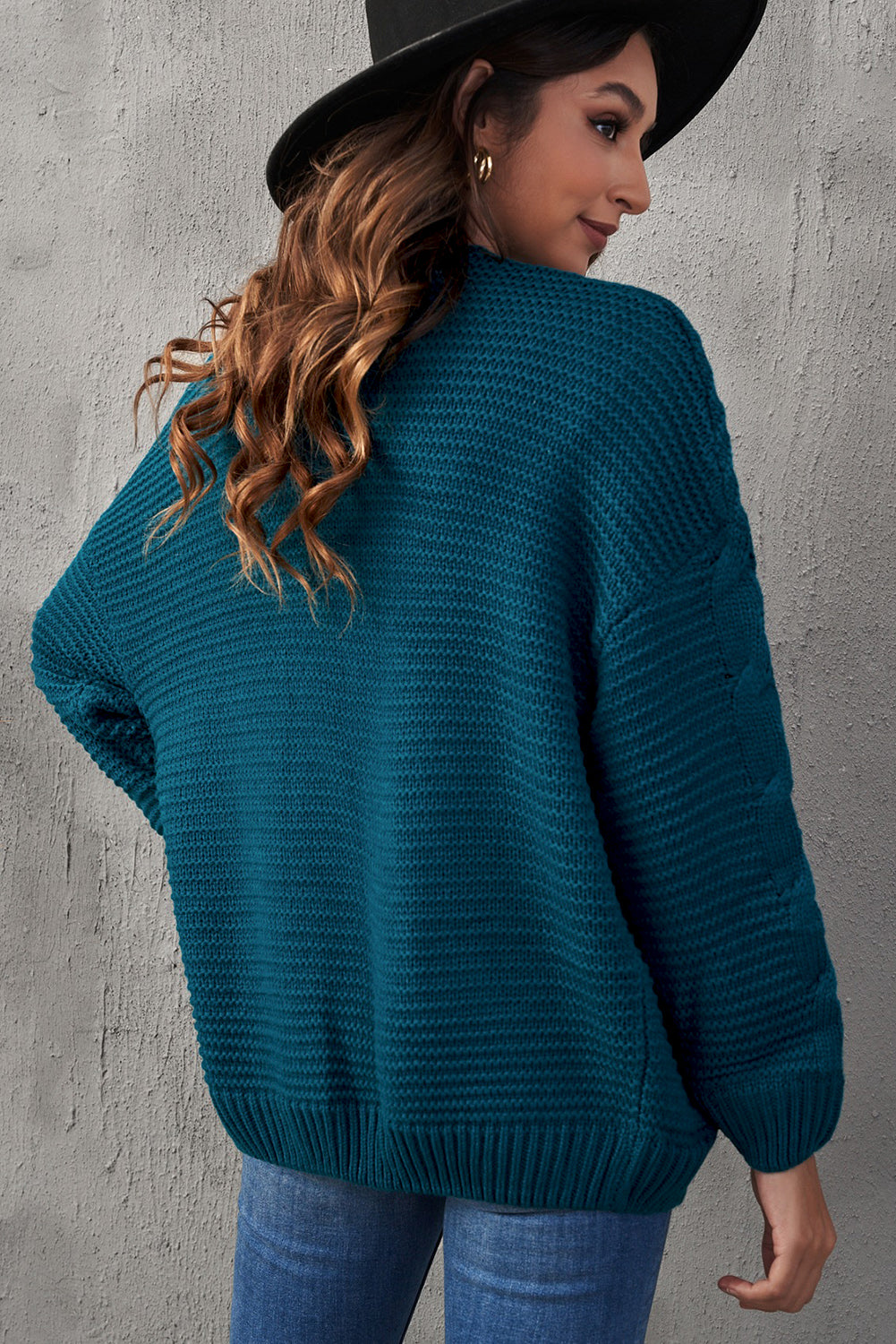 Cardigan Femme En Tricot Hiver Bleu