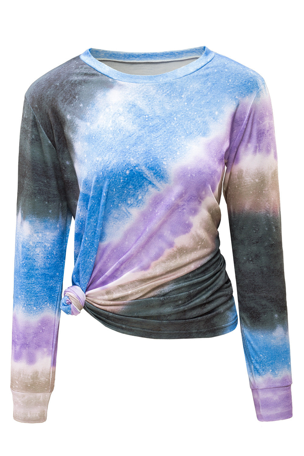 Haut Manches Longues Femme Teinte Bleu Ombre Tie Dye