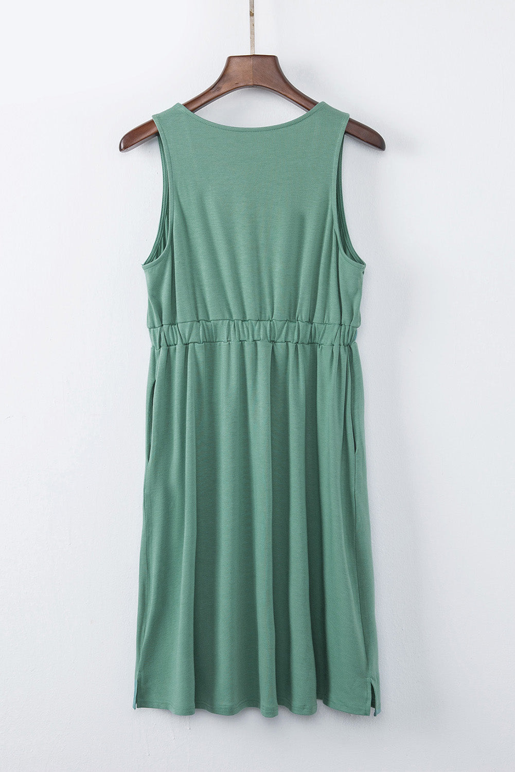 Robe Verte Sans Manches Ete Boutonnee