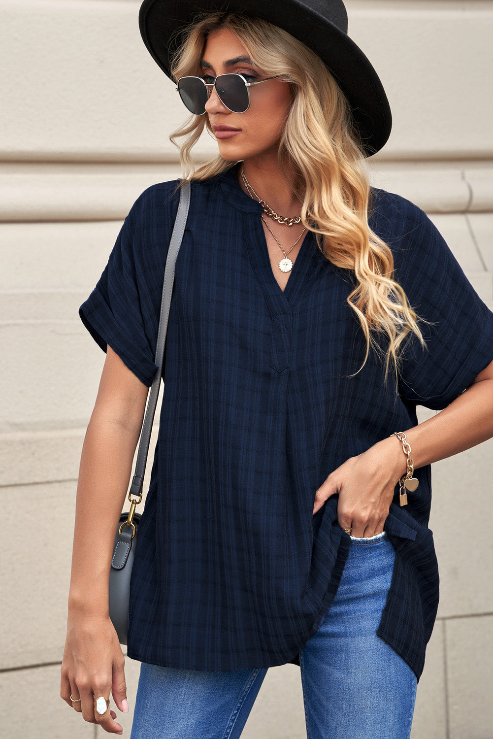 Chemise bleu a online carreaux femme