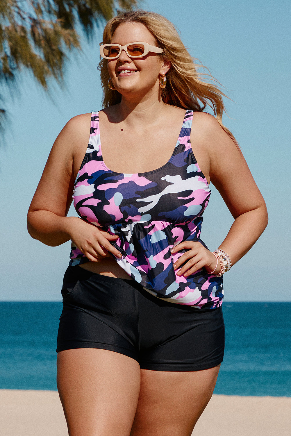 Maillot de Bain Grande Taille Femme Tankini Short Camouflage ModeBuy