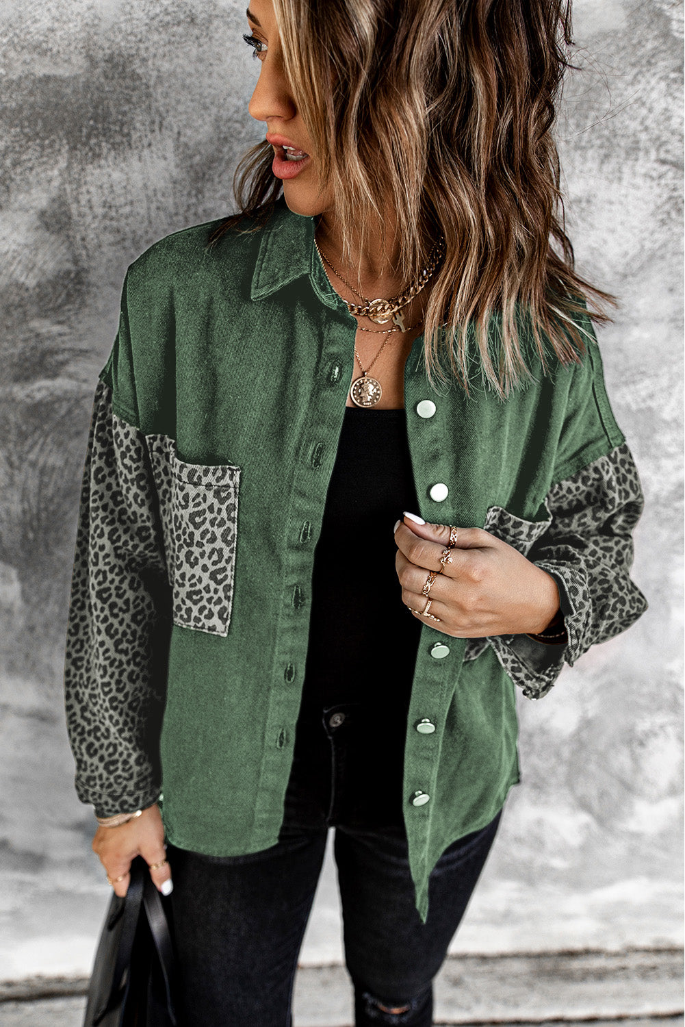 Veste en jean online leopard femme