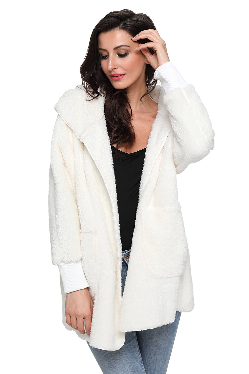 Manteau Femme Hiver a Capuche Molleton Doux